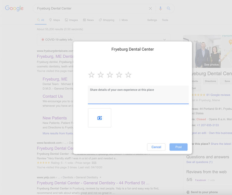 how to write review for hospital in google